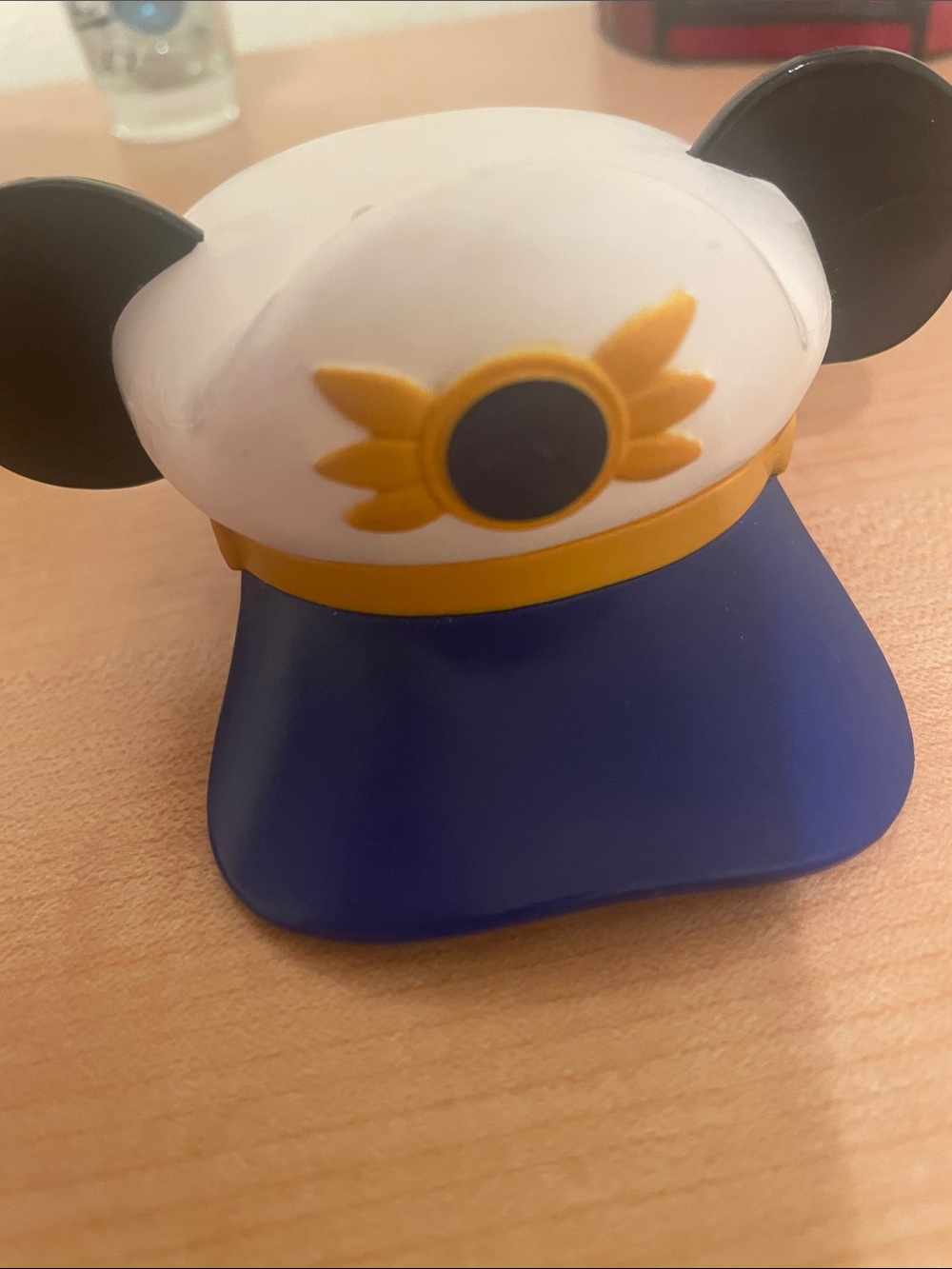 Cute White & Blue Sailor Hat Figurine with Gold Accent